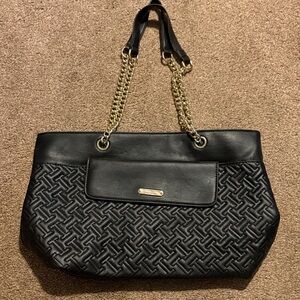Isaac Mizrahi Black Shoulder Bag with Gold Chain